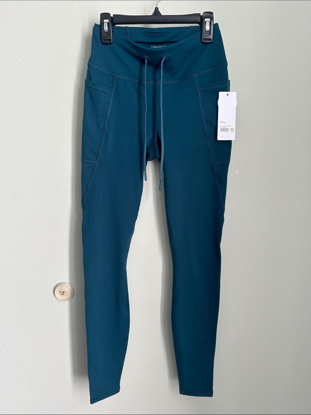 Yogalicious Teal High-Rise Leggings with Drawstring & Side Pockets